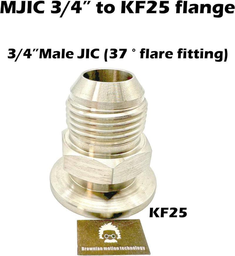 Male 3/4" JIC 37 Degree Flare Fitting to KF25 Flange, Freeze Dryer Adapter, Made of Stainless Steel
