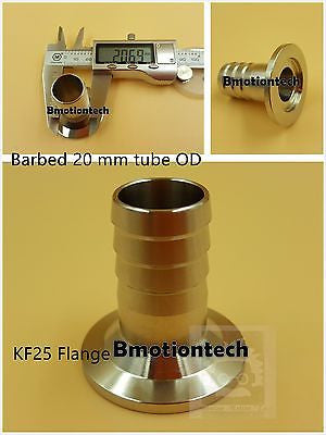 20 mm OD barbed hose X KF25 flange stainless steel vacuum adapter