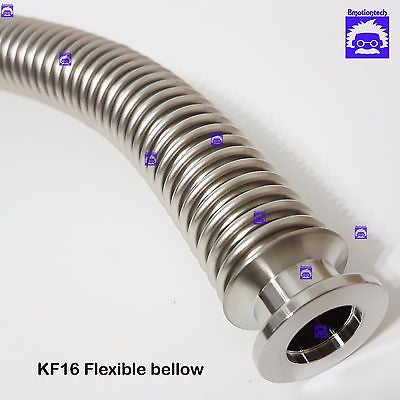 KF16, flexible bellow hose, 500 - 1500 mm with Wing nut clamp sets