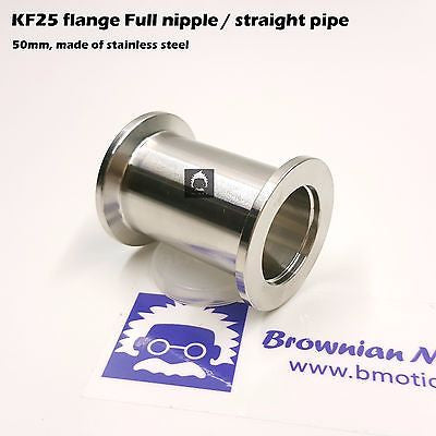 KF25 NW25 QF25 flange stainless steel full nipple length 5 cm or 1.98"