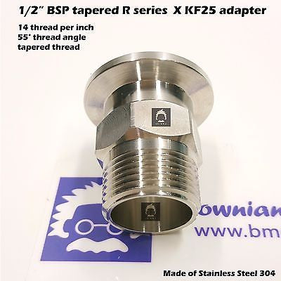 1/2" Male BSP tapered R series X KF25 Flange stainless steel vacuum adapter