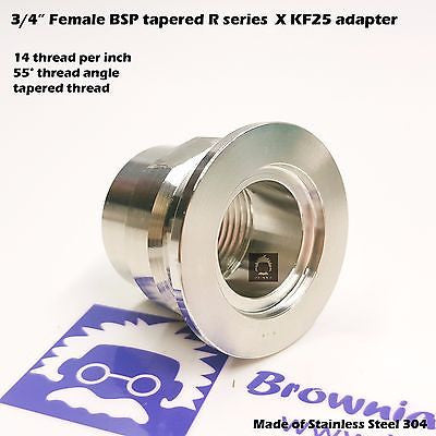 3/4" Female BSP R series  X KF-25 flange stainless steel vacuum adapter