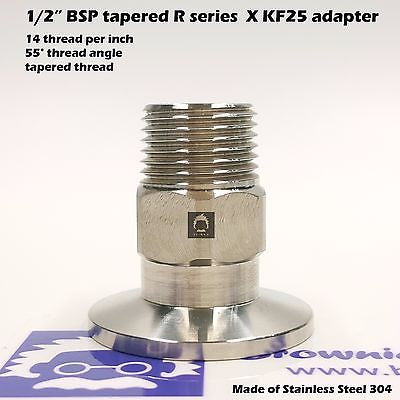 1/2" Male BSP tapered R series X KF25 Flange stainless steel vacuum adapter