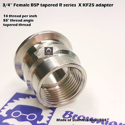 3/4" Female BSP R series  X KF-25 flange stainless steel vacuum adapter