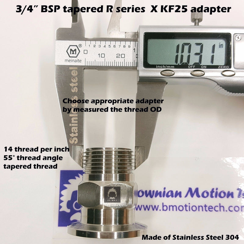 3/4" Male BSP tapered R series X KF25 Flange stainless steel vacuum adapter
