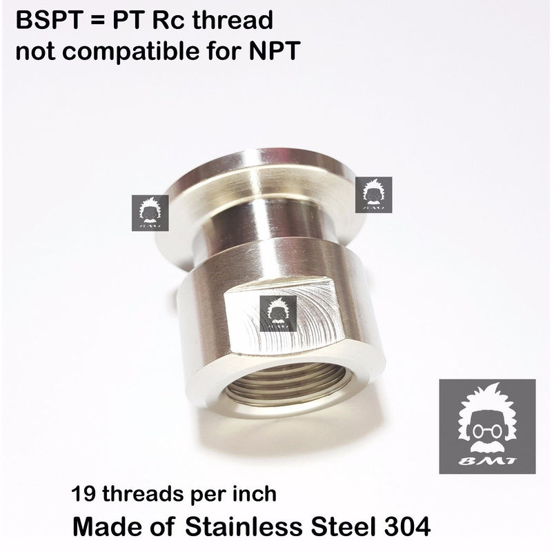 3/8" Female BSP R series x KF16 flange stainless steel vacuum adapter