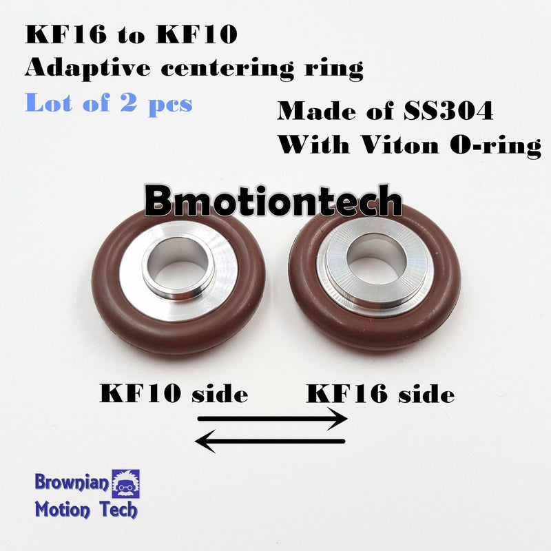 Pack of 2pcs KF16 to KF10 adaptive stainless steel centering Ring w/ viton O-ring