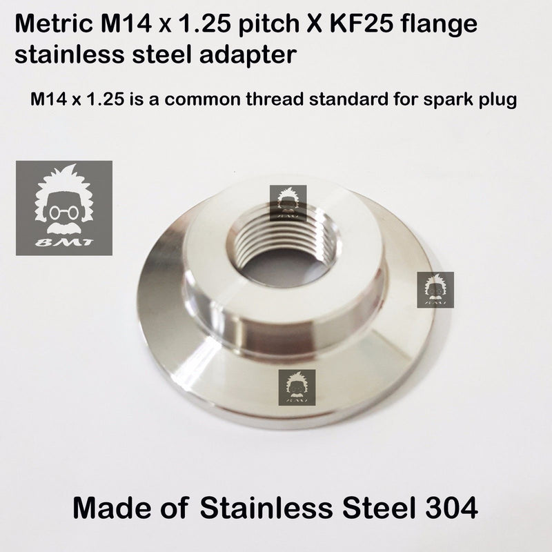 M14 x 1.25  X KF25 flange stainless steel vacuum adapter