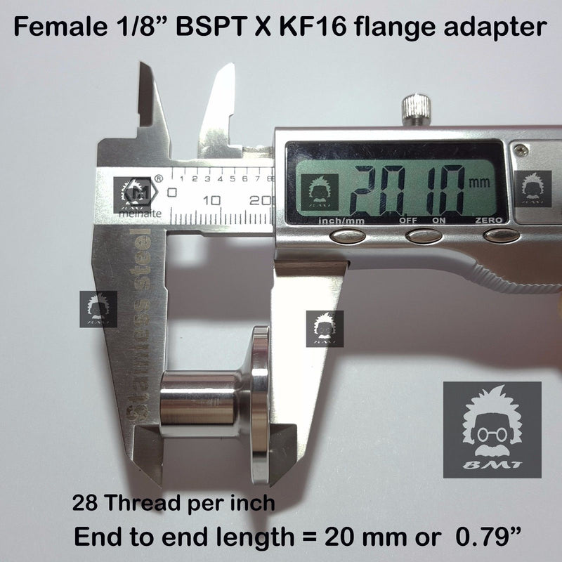 1/8" Female BSP R series X KF16 flange stainless steel vacuum adapter