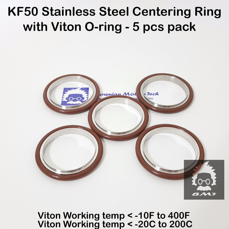 KF50 Stainless steel  vacuum Centering Ring with O-ring = Viton (5pcs pack)