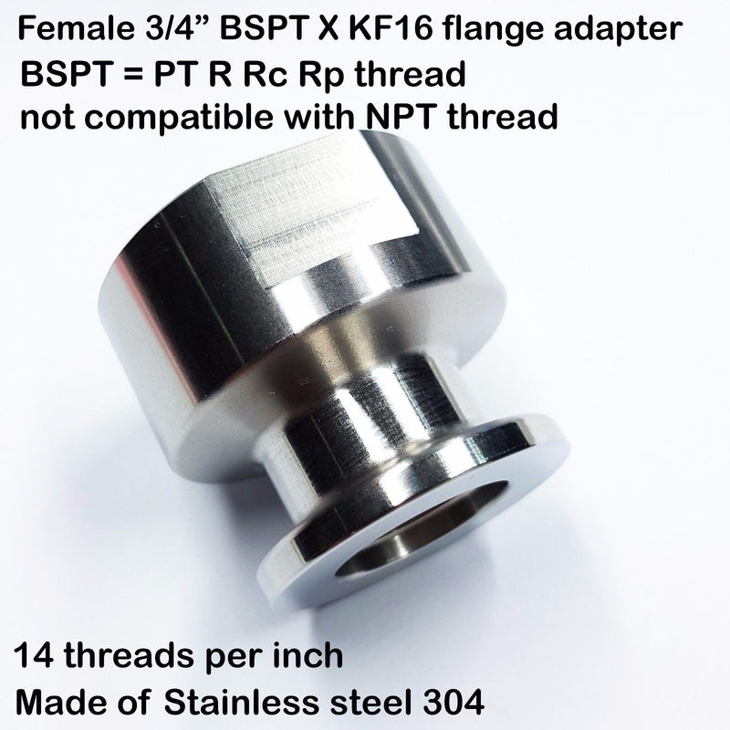 3/4" Female BSP R series KF16 flange stainless steel vacuum adapter