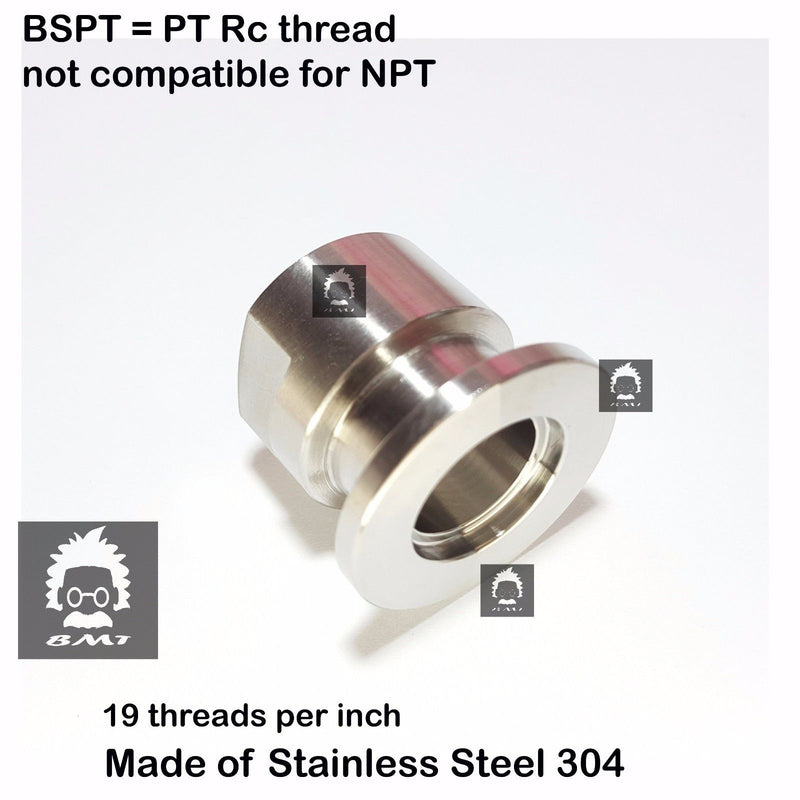 3/8" Female BSP R series x KF16 flange stainless steel vacuum adapter