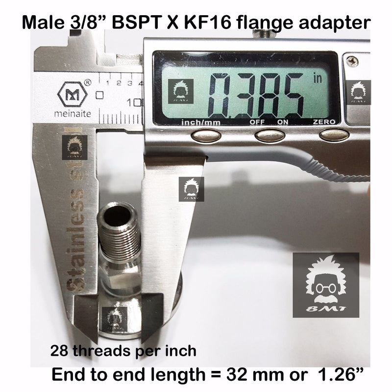 1/8"  Male BSP  tapered R series X KF16 flange stainless steel vacuum adapter