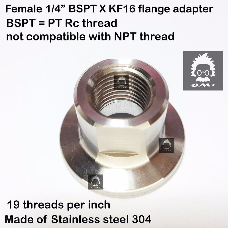 1/4" Female BSP R series  KF16 flange stainless steel vacuum adapter