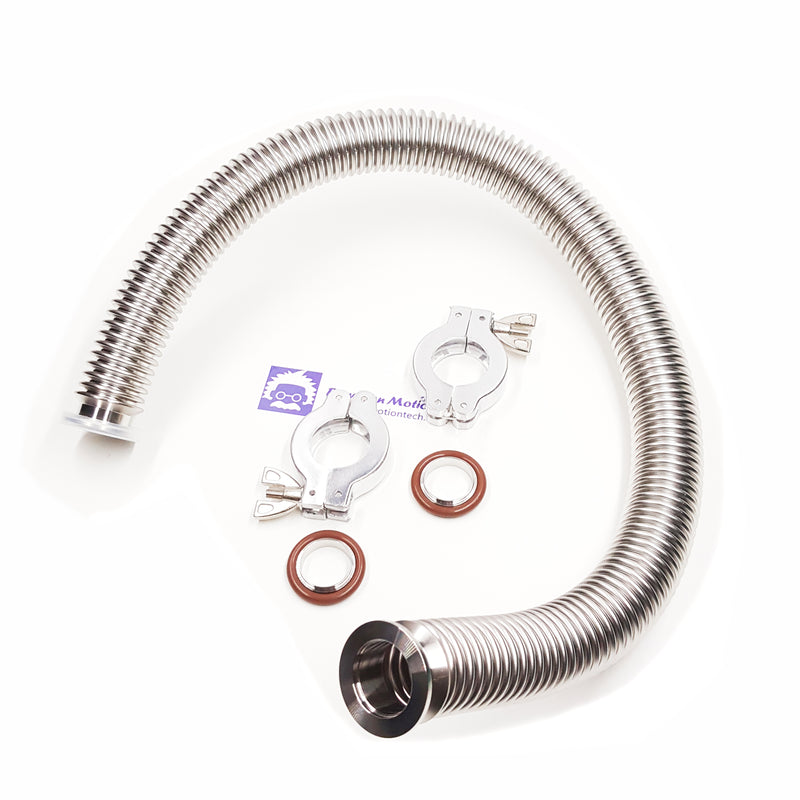 KF25, flexible corrugated bellow hose, 500 - 4000 mm with Wing nut clamp sets