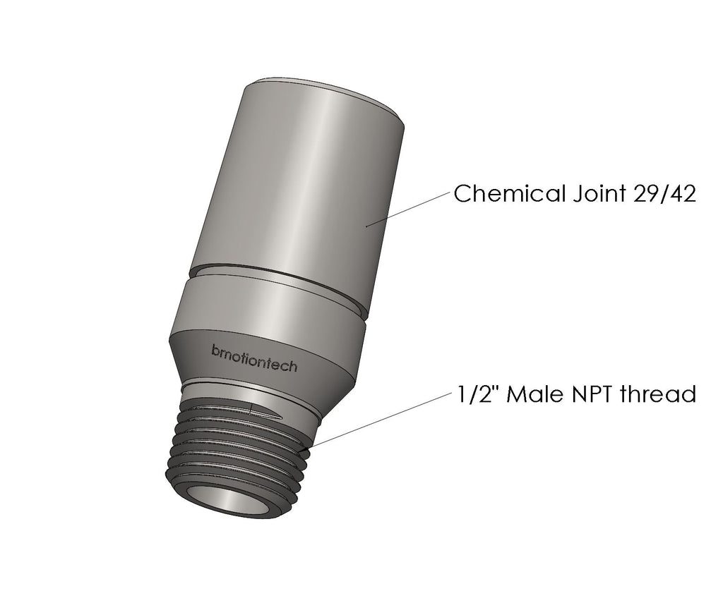 29/42 chemical joint to 1/2" MNPT PTFE fitting