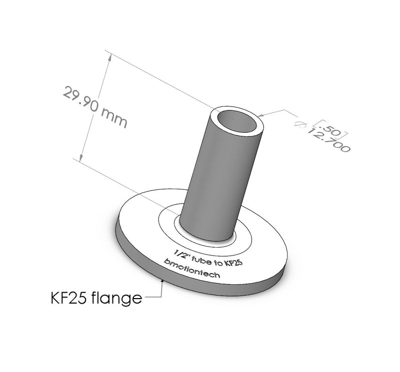 1/2" OD Gas Tube x KF25 flange
